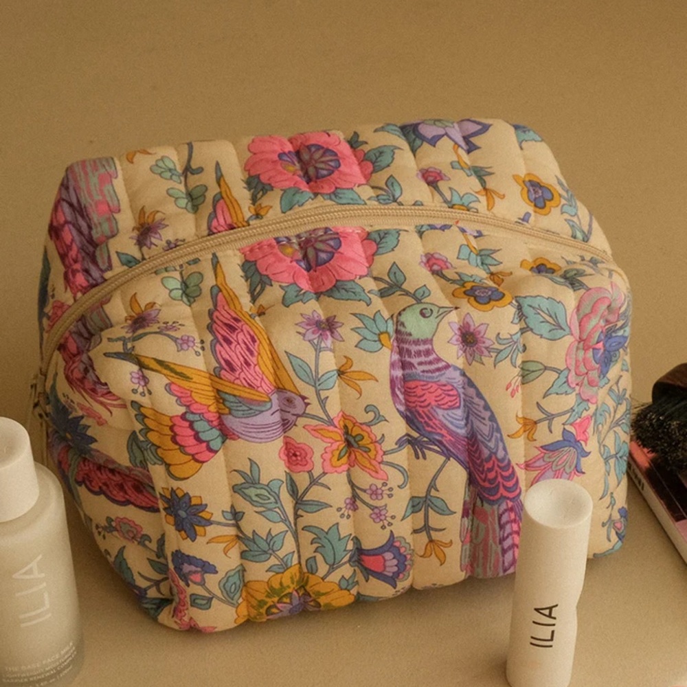 Spell NWT Renew Lovebirds Print Floral Quilted Travel / Cosmetic Bag SOLD OUT